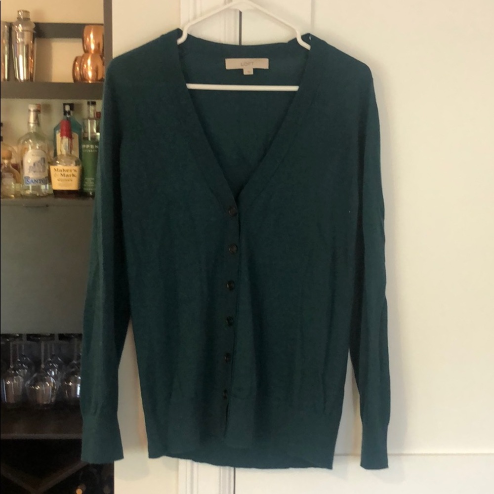 Loft emerald green large cardigan